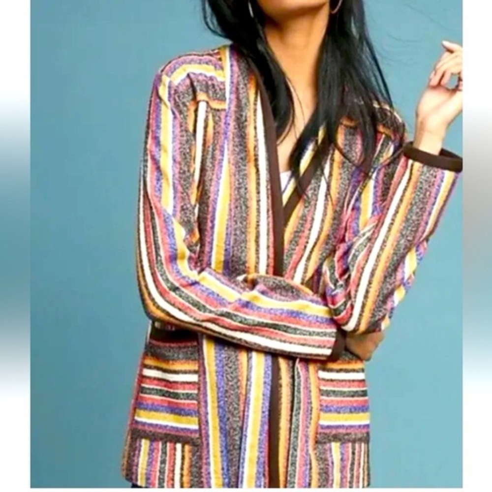 Anthropologie Akemi + Kin Mansoura Multicolor Striped Wrap Jacket (Missing Tie) - Picture 2 of 14